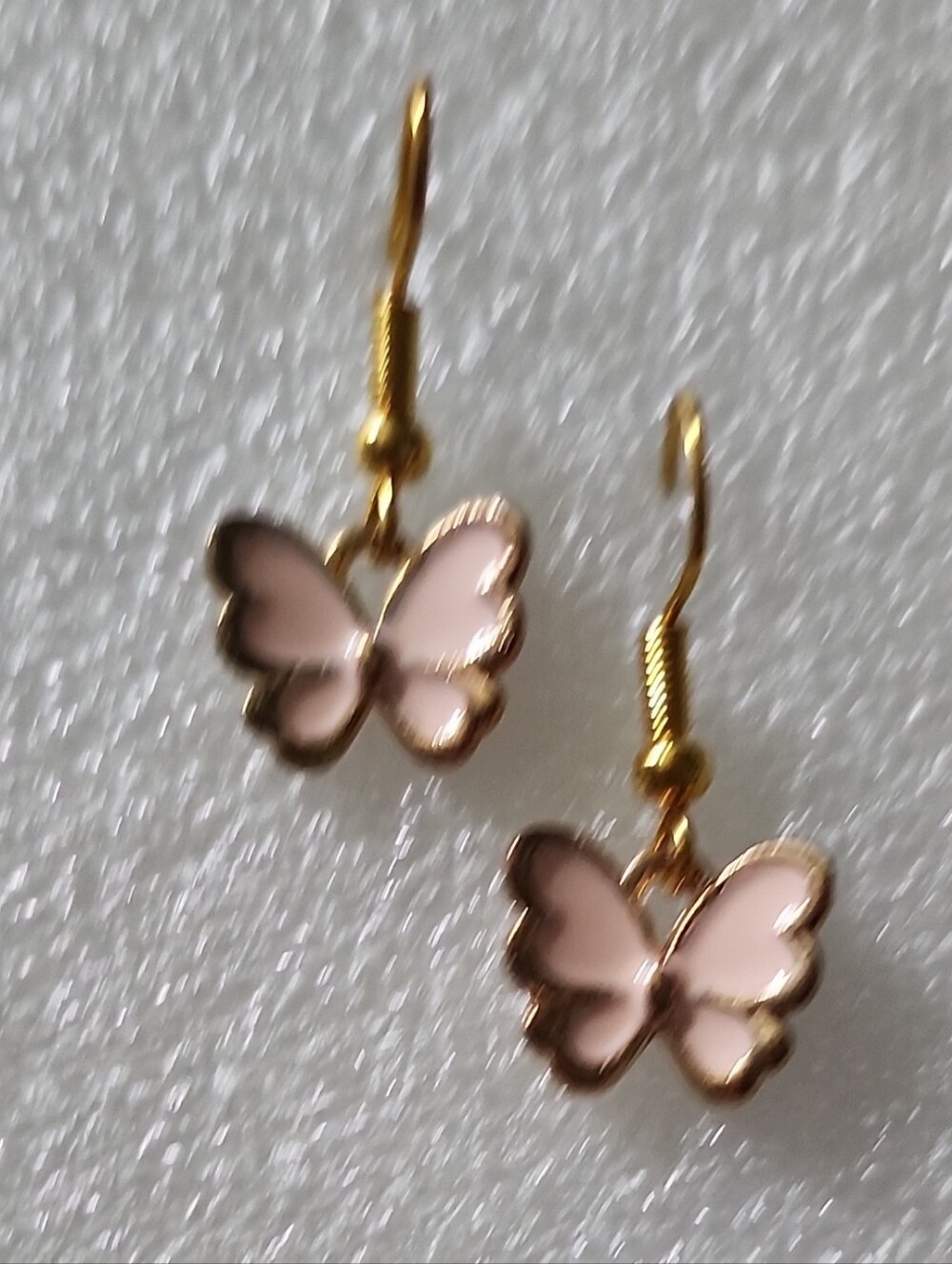 Gold-tone Pink Butterfly Drop Earrings - Women Jewelry